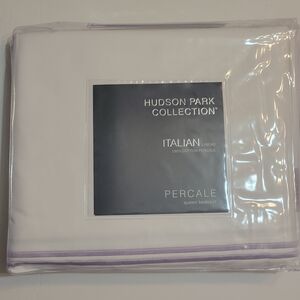 Hudson Park Collection Italian Percale Queen Bedskirt Lavender White Cotton